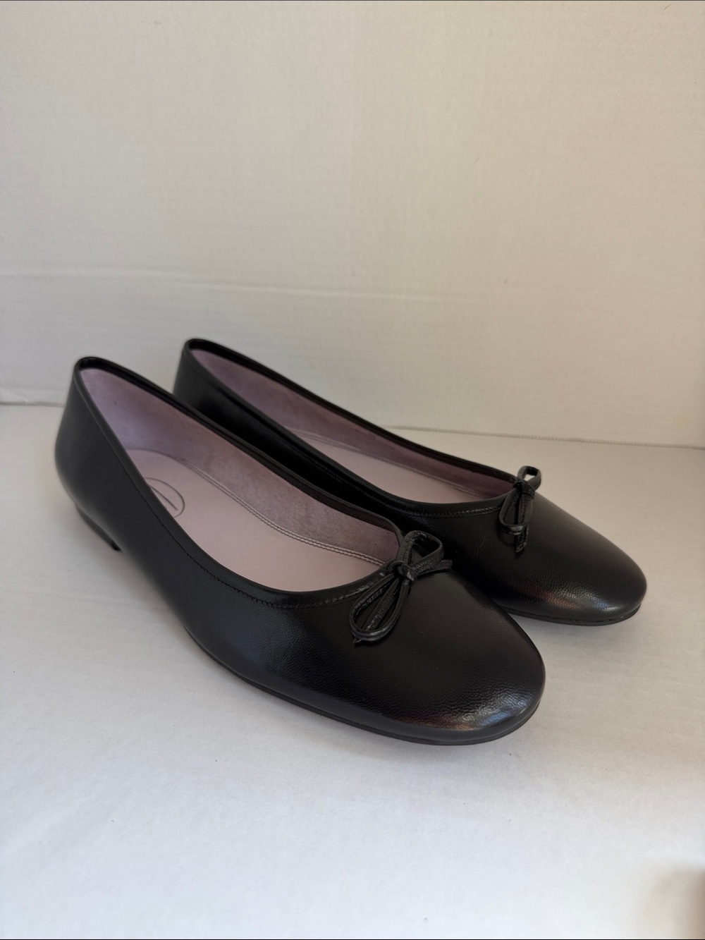 Talbots Black Leather Ballet Flats with Bow